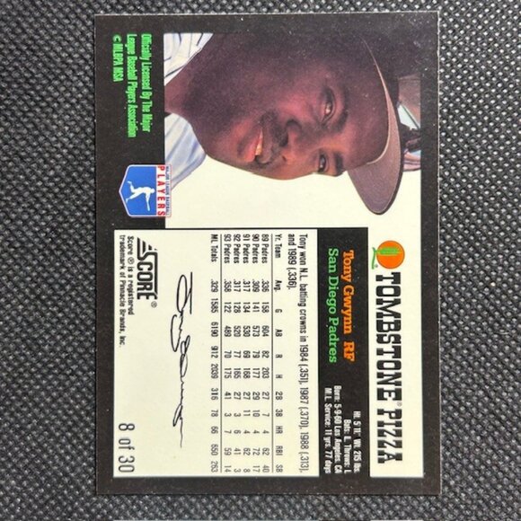 1994 Score Tombstone Pizza Super-Pro Series #8 Tony Gwynn San Diego Padres - Picture 2 of 2